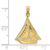 14k Yellow Gold Polished and Textured Sailboat Pendant