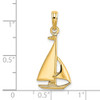 14k Yellow Gold 2-D Polished Sailboat Pendant K7865