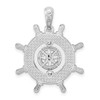 Sterling Silver Polished Ships Wheel w/Compass Pendant