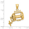 14k Yellow Gold Moveable 3-D Fishing Reel Pendant