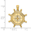 14k Yellow Gold Ship Wheel w/Nautical Compass Pendant