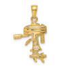 14k Yellow Gold 3-D Moveable Boat Engine Pendant