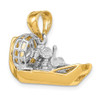 14k Yellow Gold With Rhodium 3-D Airboat Pendant