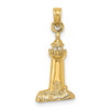 14k Yellow Gold 2-D Polished and Textured Lighthouse Pendant
