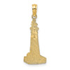14k Yellow Gold Flat and Textured Lighthouse Pendant