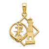 14k Yellow Gold Lighthouse and Anchor Pendant