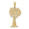 Mens 14k Yellow Gold And Rhodium Polished Textured Palm Tree Pendant