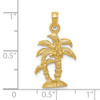 14k Yellow Gold Polished and Textured Double Palm Trees Pendant