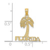 14k Yellow Gold Flat Florida Under Palm Tree Pendant