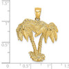 14k Yellow Gold 2-D Two Palm Trees Pendant