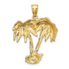 14k Yellow Gold 2-D Two Palm Trees Pendant