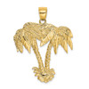 14k Yellow Gold 2-D Double Palm Trees Pendant