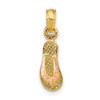 14k Yellow Gold w/Pink Enamel Single Flip-Flop Pendant