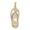 14k Yellow Gold w/Rhodium Palm Tree Flip-Flop Pendant