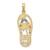 14k Yellow Gold w/Rhodium Palm Tree Flip-Flop Pendant