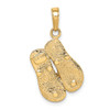 14k Yellow Gold And Rhodium Large Double Flip-Flop Pendant