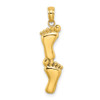 14k Yellow Gold Polished Double Vertical Feet Pendant