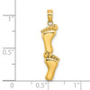 14k Yellow Gold Polished Double Vertical Feet Pendant