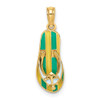 14k Yellow Gold 3D Enamel Anchor On Stripe Flip-Flop Pendant