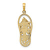 14k Yellow Gold Polished Multi Flower Flip-Flop Pendant