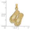 14k Yellow Gold Large Textured Strap Double Flip-Flop Pendant