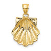 14k Yellow Gold 2-D Blue Enamel Scallop Shell Pendant