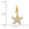 Mens 14k Yellow Gold & Rhodium Starfish Pendant K2953