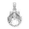 14k White Gold Beaded Scallop Shell Pendant