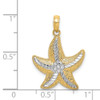 14k Yellow Gold And Rhodium Diamond-Cut Small Starfish Pendant