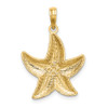 14k Yellow Gold And Rhodium Diamond-Cut Small Starfish Pendant