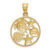 14k Yellow Gold And Rhodium Polished Sealife Pendant