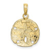 10k Yellow Gold with Rhodium-Plating-Plated and Polished Sand Dollar Pendant