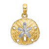 14k Yellow Gold w/ Rhodium-Plated and Polished Sand Dollar Pendant