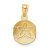 14k Yellow Gold Satin Diamond-cut Sand Dollar Pendant K6069