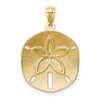 14k Yellow Gold Satin Diamond-cut Sand Dollar Pendant K6075