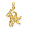 14k Yellow Gold Starfish and Seahorse Pendant K7831