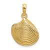 14k Yellow Gold Textured 2-D Clam Shell Pendant