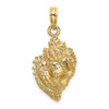 14k Yellow Gold 2-D Textured Conch Shell Pendant