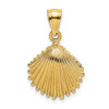 14k Yellow Gold 2-D Textured Scallop Shell Pendant K7683