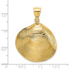 14k Yellow Gold Textured 2-D Large Clam Shell Pendant