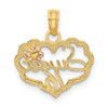 14k Two-tone Gold Sweet 16 Heart w/Flower Pendant