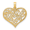 14k Yellow Gold Solid HAPPY BIRTHDAY Heart Pendant