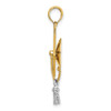 14k Yellow Gold With Rhodium 3-D Graduation Cap Moveable Tassel Pendant