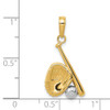 Mens 14k Yellow Gold and Rhodium Baseball, Bat, and Glove Pendant