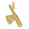 14k Yellow Gold And Rhodium Baseball Bat With Ball Pendant