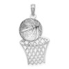 14k White Gold Diamond-cut Basketball and Net Pendant