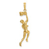 14k Yellow Gold 3-D Basketball Player w/ Raised Ball and Partial Hoop Pendant