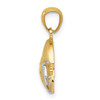 14k Yellow Gold and Rhodium Satin and Polished Football On Helmet Pendant