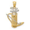 Mens 14k Yellow Gold And Rhodium Golf Bag Pendant