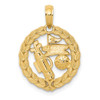 14k Yellow Gold Solid Polished Golf Theme Pendant